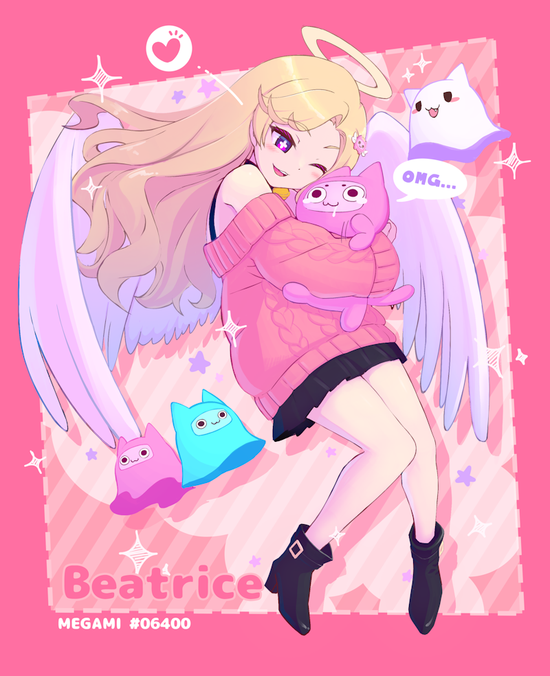 Beatrice with tubby cats & ghostkitties