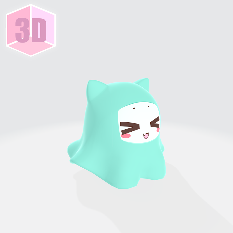 3D Tubby Cat Ghostkitty - Blue Smiley Edition