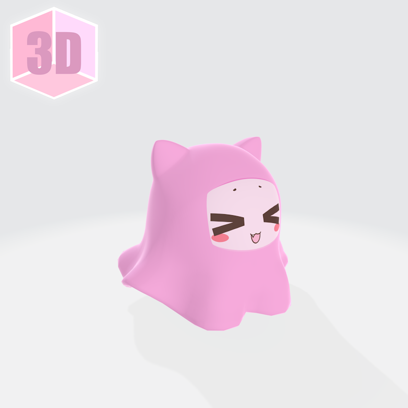 3D Tubby Cat Ghostkitty - Pink Smiley Edition
